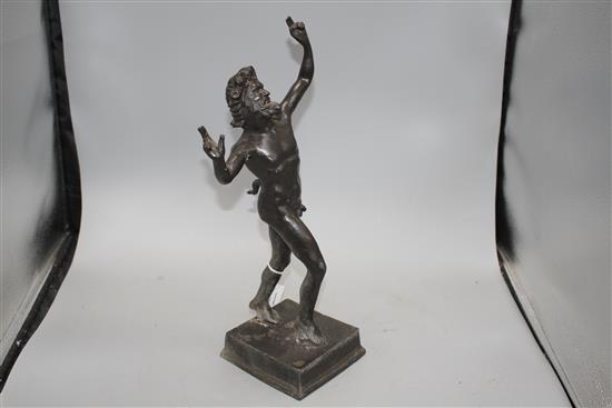 A 19th century Italian bronze figure of the dancing faun, height 42cm